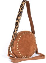 Giuliano | Schoudertas | Suede | Studs | Camel | 2 schouderbanden