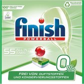 Finish Vaatwastabletten Powerball  0% - Zonder Parfum - Zonder Fosfaten - Zonder Conserveermiddelen - 56 Tabletten