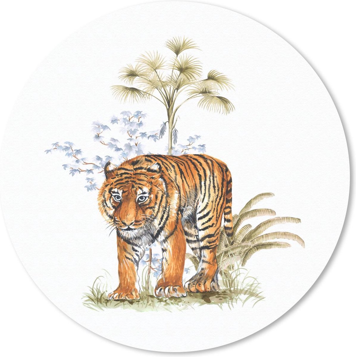 Muismat rond 30x30 cm - Mousepad Tijger - Planten - Afbeelding - Ronde muismatten