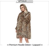 OptimumGoods Hoodie Deken – Deken met Mouwen - Hoodie Blanket - Oodie/Huggle/Snuggie - Oversized Hoodie - Luipaard - incl zak