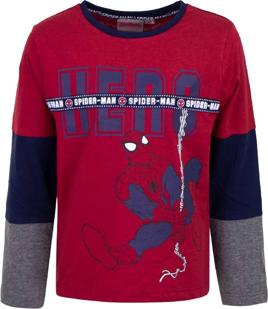 Marvel Spiderman shirt - Lange mouw - HERO - donkerrood - maat 110/116 (6)