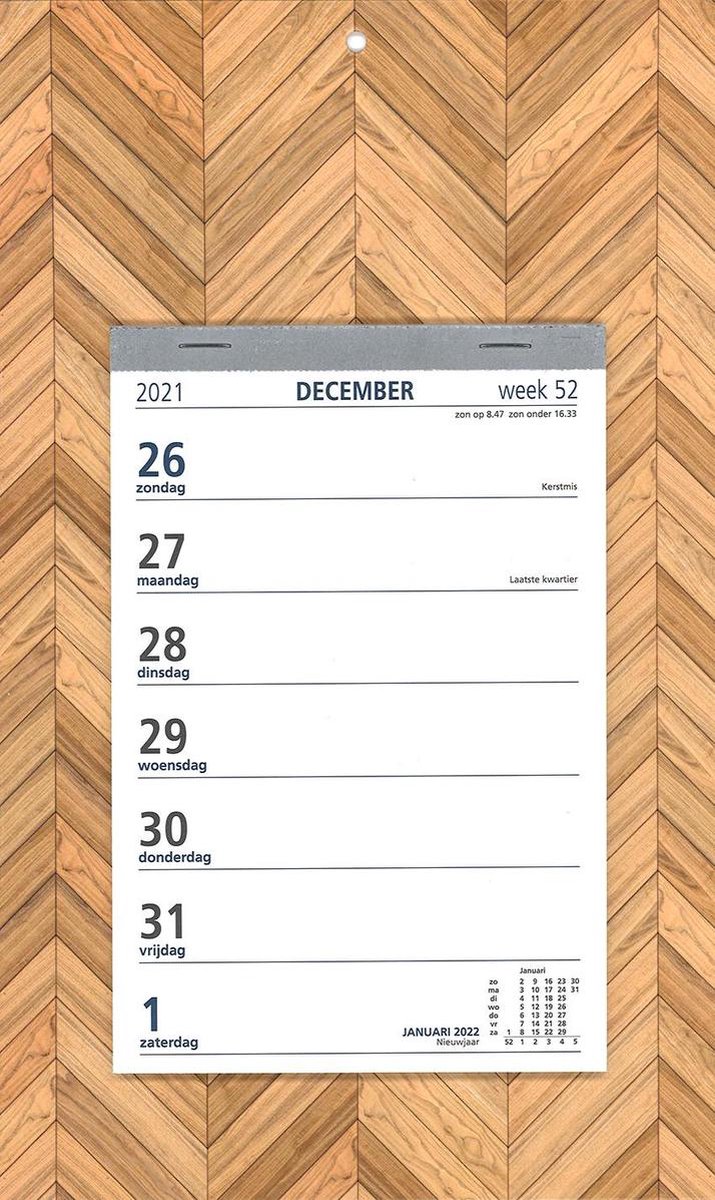 Castelli weekkalender op schild 2022 - A4 formaat weekplanner - week op 1 pagina - Hout - Castelli