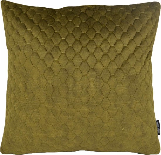 Nera Velvet Olive Kussenhoes | Velvet / Quilted Polyester | 45 x 45 cm | Groen