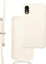 Coverzs Bio silicone case met koord geschikt voor Apple iPhone Xr - wit