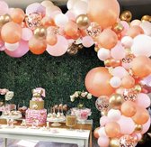 Ballonnenboog - Zalm - Roze - Goud - Wit - BIEK20 - met ophanghaakjes - Feestversiering - Partydecoratie - 167 ballonnen - Verjaardag - Ballonboog