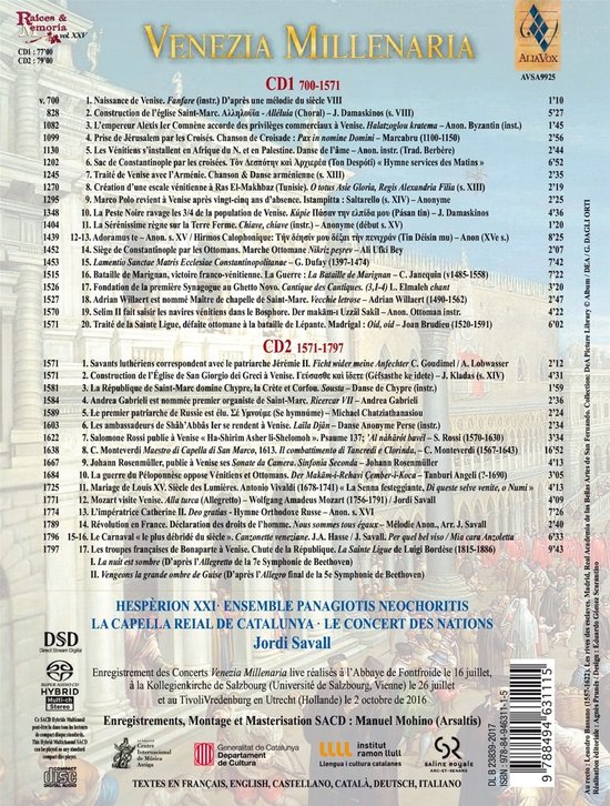 Hespèrion XXI en La Capella Reial de Catalunya - Venezia Millenaria 700-1797 (2 CD) - Hespèrion XXI & La Capella Reial de Catalunya