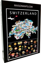 Puzzel van Zwitserland | 1000 stukjes | 68x48 cm | Familiepuzzel | Jigsaw | Legpuzzel | Maison Maps