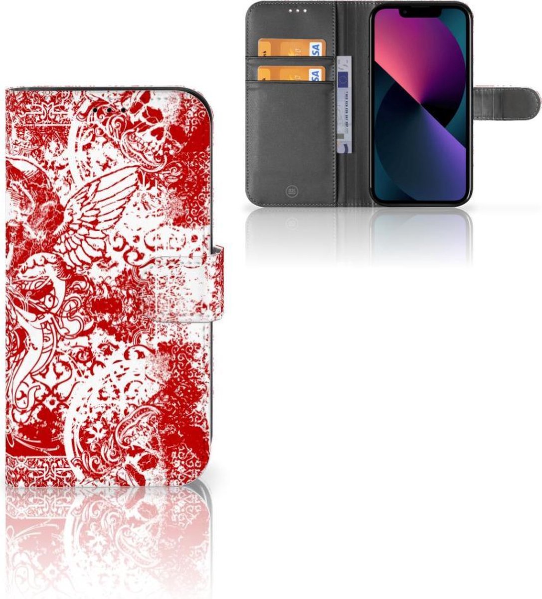 Telefoonhoesje met Naam Apple iPhone 13 Angel Skull Rood