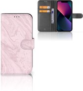 GSM Hoesje Geschikt voor iPhone 13 Flip Case Marble Pink
