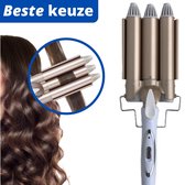Wafeltang voor Haar met Handleiding - Golvenkrultang - Wave Krultang - Wavertang - 2 Warmte Standen - 25mm Goud/Wit