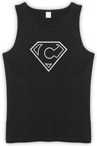 Zwarte Tanktop met letter C “ Superman “ Logo print Wit Size XXXL
