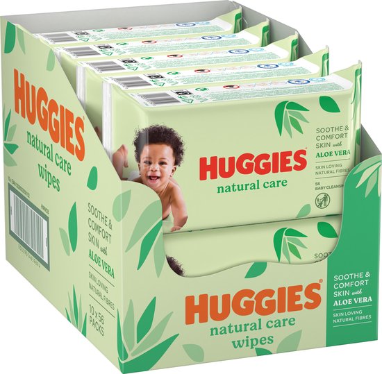 Huggies Lingettes - NATURAL CARE - 56 lingettes x 10 paquets (560 lingettes)