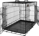 Hondenkooi 2 deuren hondenbox transportbox opvouwbaar transportkooi draadkooi katten konijnen gevogelte kooi zwart XXL 106 x 77,5 x 70 cm HMPPD42H