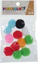 pompoms 2,5 cm textiel 12 stuks