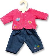 poppenkleren jeans met vestje roze 28-35 cm