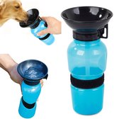 Honden drinkfles on the go - makkelijk mee te nemen - voor op reis of wandeling - 0.5L  blauw/zwart