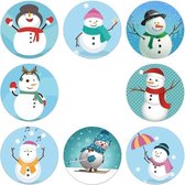 Sluitsticker - Sluitzegel – Kadosticker  Sneeuwpop / Slee | Wit – Blauw – Rood | Winter – Sneeuw - Kerst - Merry Christmas – Feestdagen – Sinterklaas | Envelop - Cadeau – Cadeauzak