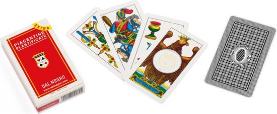 Afbeelding van het spel speelkaarten Piacentine Extra karton rood 40-delig