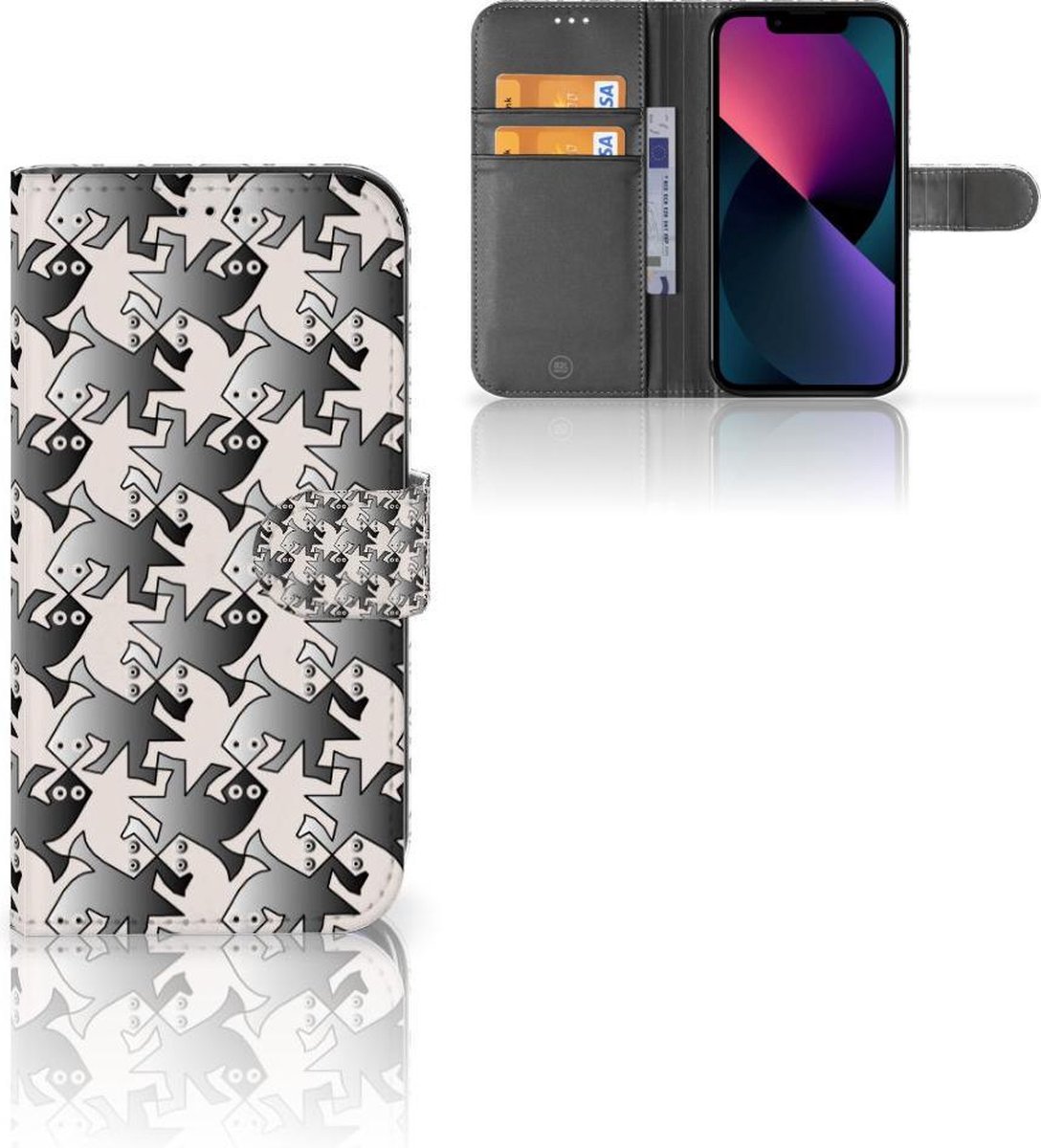 Apple iPhone 13 Telefoonhoesje met Pasjes Salamander Grey