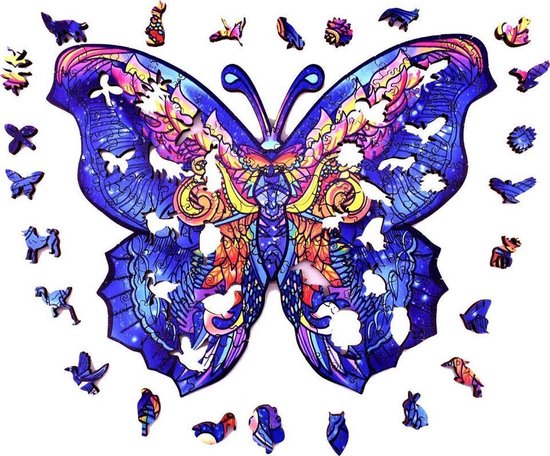 Legpuzzel mystery vlinder 036 A3 | houten puzzel | 200 stukjes | dierenpuzzel in meer dan 50 verschillende modellen