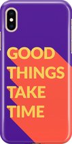 Apple iPhone XS Max Telefoonhoesje - Premium Hardcase Hoesje - Dun en stevig plastic - Met Quote - Good Things - Paars