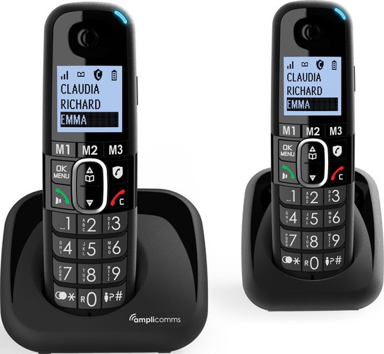 Onheil pop gebouw Amplicomms BT1502 Duo Dect telefoon voor de vaste lijn - Handenvrij bellen  - Luide bel... | bol.com