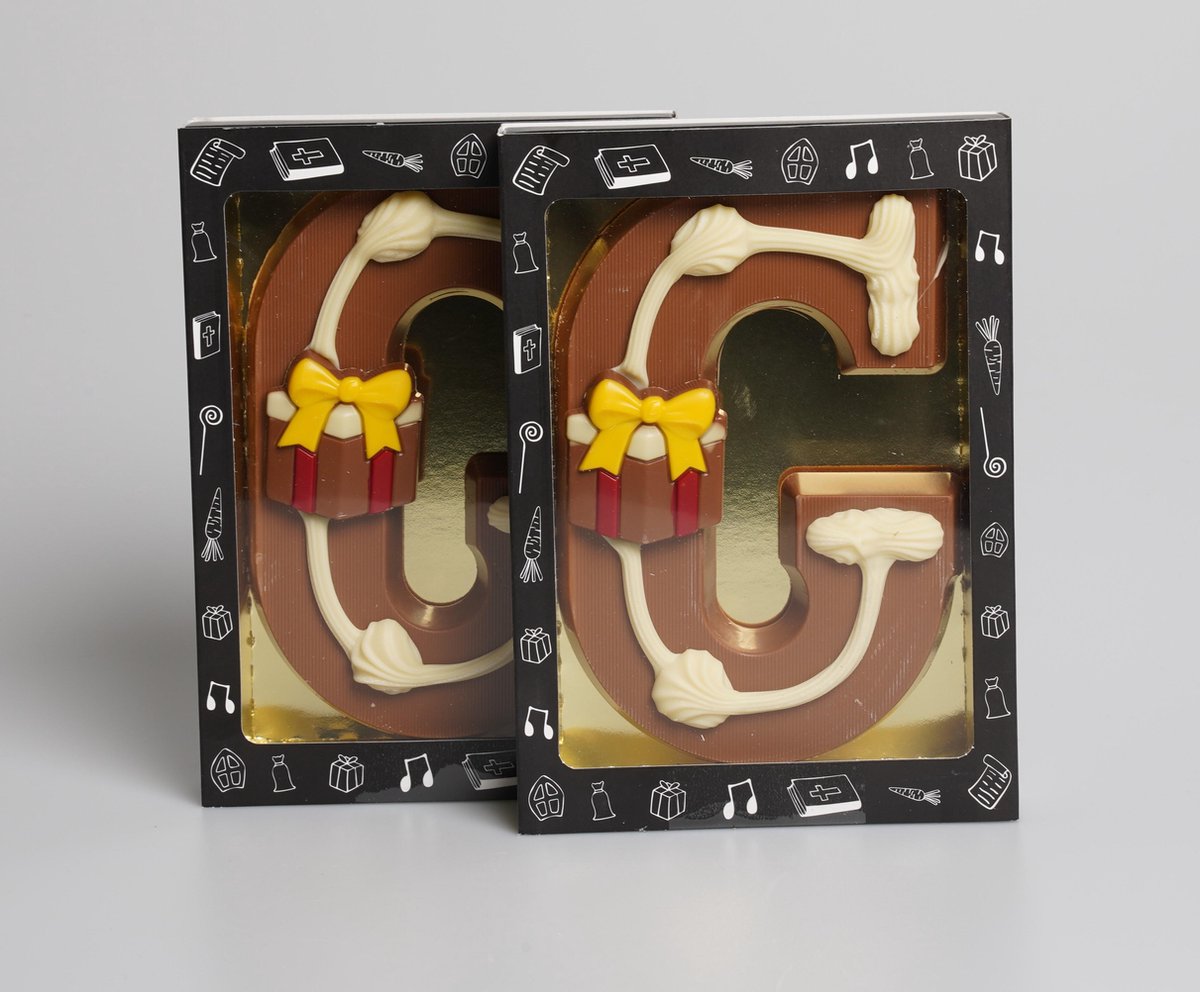 Luxe Gedecoreerde Melk Chocolade Letter G - 240 Gram — cadeau in Eten & Drinken - foto 3
