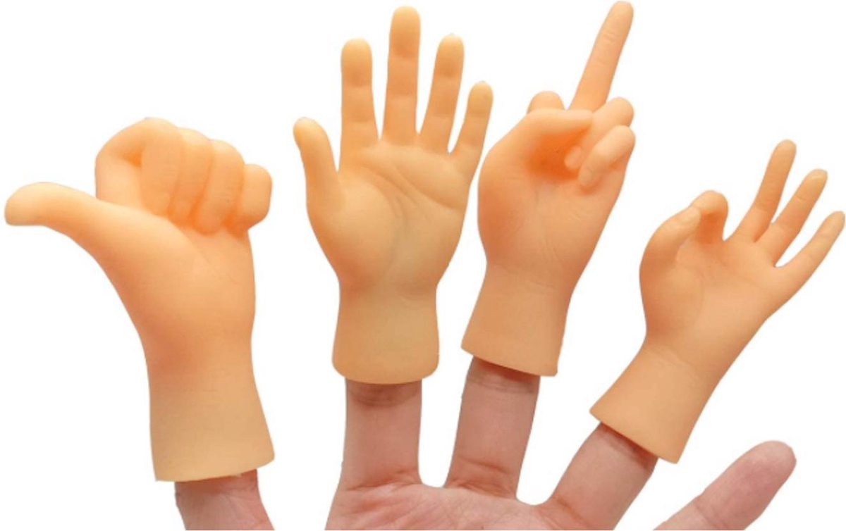 ZIOYA 18 stuks mini-vingerpoppen voor kleine handen, mini-hands-set, vingerpop voor kinderspeelgoed, huisdierfeesten en Halloween-trucs
