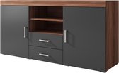 Meubella - Dressoir Slim - Grijs - Eiken - 164 cm