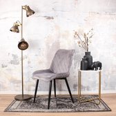 DS4U® Benito 2.0 Eetkamerstoel Velvet Licht Grijs - Velours Eetkamer Stoel - Zwart Metalen Poten - Comfortabel - Industrieel Design - Rugleuning met Sierstiksels - Stoer - Fluweel