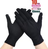 10 Pcs coton Gant - Gloves noirs 10PCS 5 paires Gloves Cotton Bijoux Argent Gloves d' inspection Coin Stretchable Doublure Gants - Gants 100% Coton Zwart Taille M