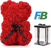 F4B Rozen Teddybeer Rood 25 cm | Met Giftbox | Rose Bear | Valentijnsdagcadeau | Moederdagcadeau | Liefdesverrassing | Kado