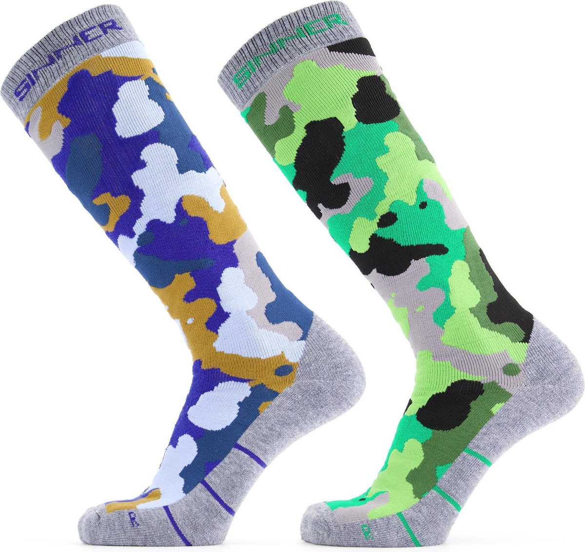 SINNER Skisokken Heren (Dubbelverpakking) - Camo Blauw/Groen - 39-41