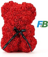 F4B Rozen Teddybeer Rood 25 cm | Rose Bear | Valentijnsdagcadeau | Moederdagcadeau | Liefdesverrassing | Kado