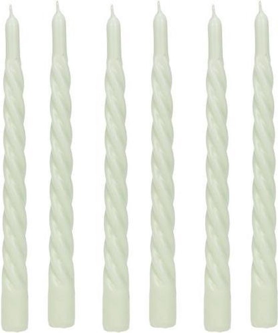 Cactula Swirl Twisted Twisted Bougies | Lot de 6 | 2,3x29cm | Trend 2021 | Bougies chandelles longues | Vert
