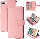 Leren Bookcase Apple iPhone 8 | iPhone 7 | iPhone SE 2020 | Luxe Telefoonhoesje | Kaarthouder | Roze