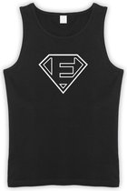 Zwarte Tanktop met letter E “ Superman “ Logo print Wit Size L