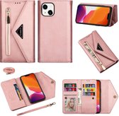 Apple iPhone 13 Mini Telefoonhoesje | Hoogwaardig Pu Leren Wallet Case | Pasjeshouder | Hoesje, Portemonnee en Tas in 1 | Roze
