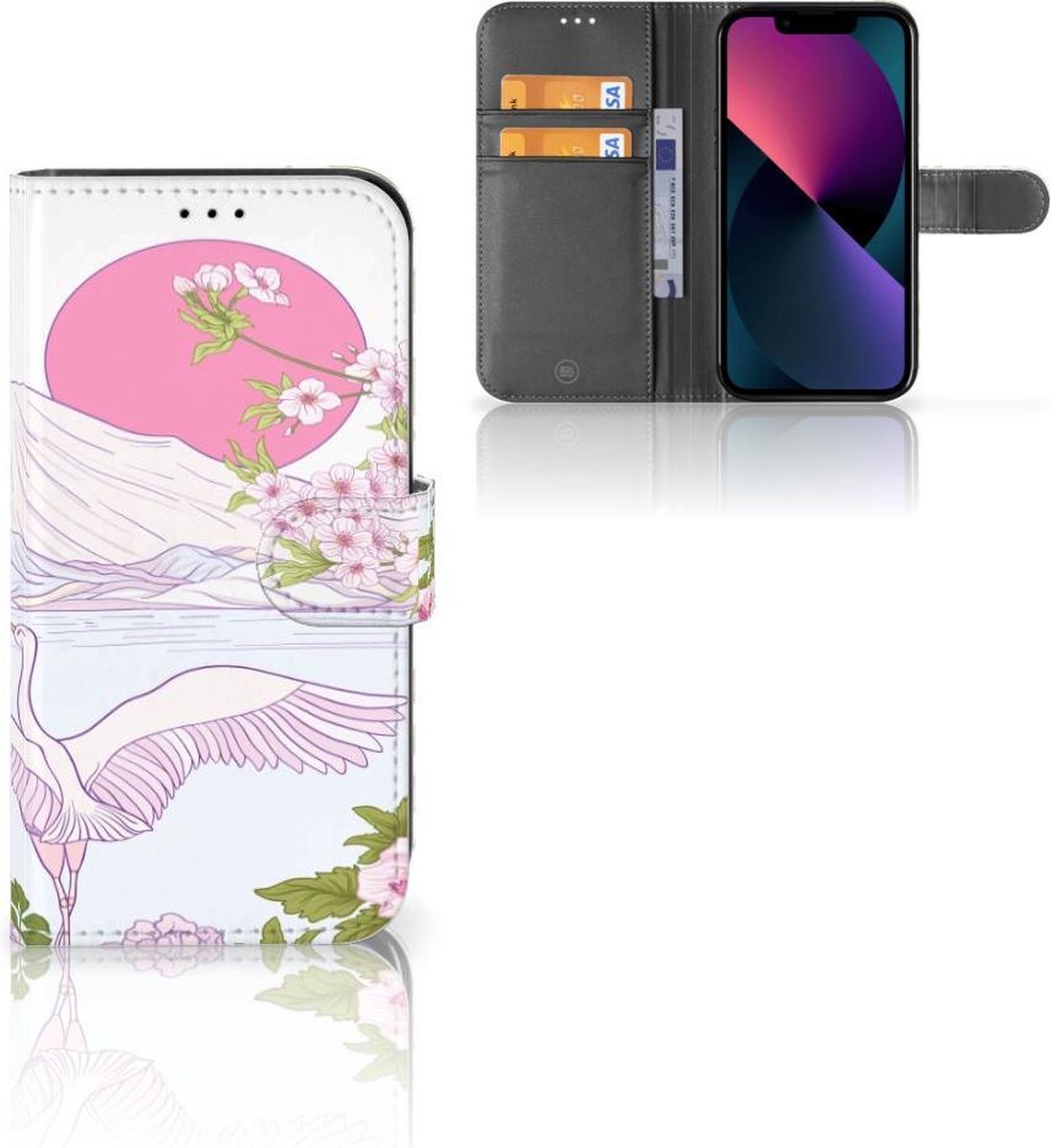 Book Case voor Apple iPhone 13 Telefoonhoesje met Pasjes Bird Standing