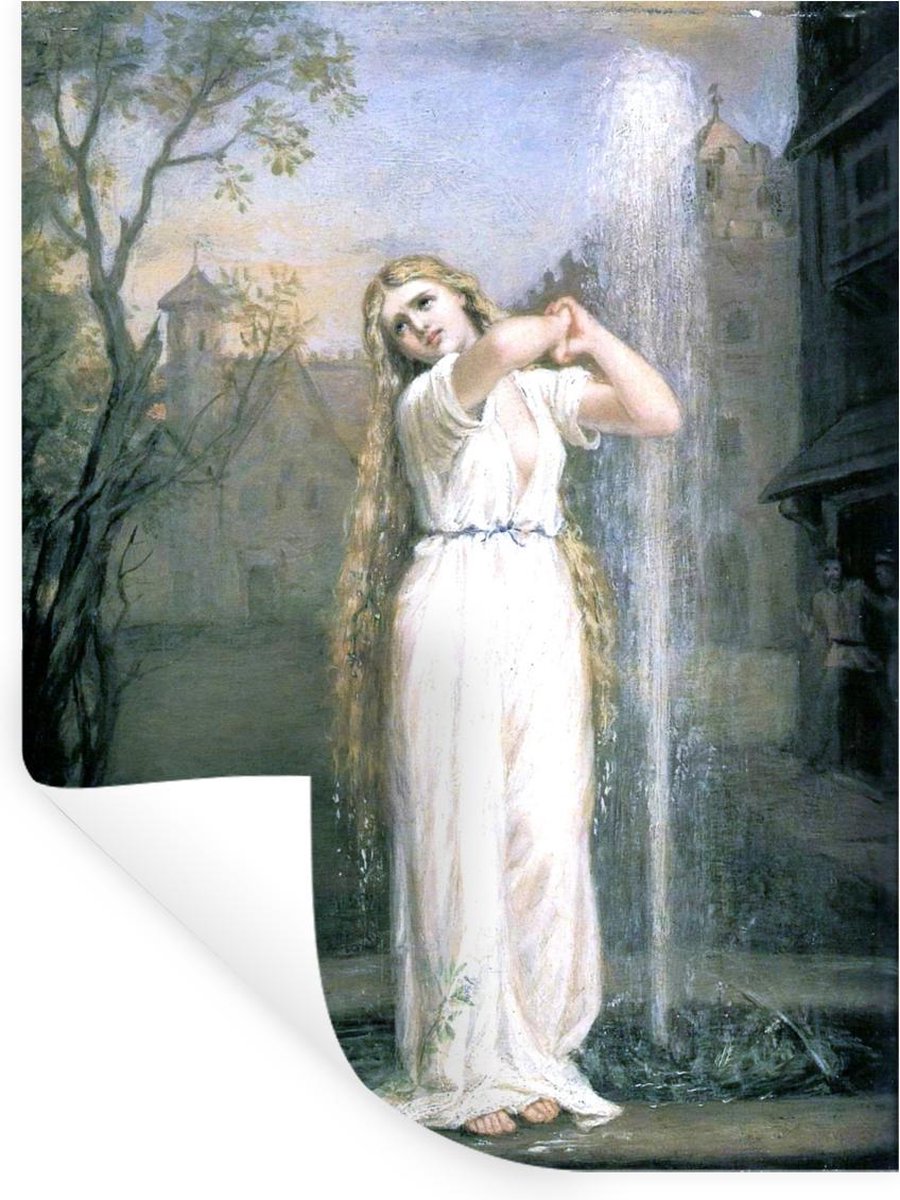 Muurstickers - Sticker Folie - Undine - schilderij van John William Waterhouse - 120x160 c