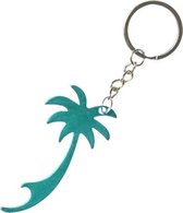 sleutelhanger/flesopener palmboom 7 cm turquoise