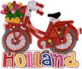 magneet fiets Holland 6 x 6 cm polysteen rood