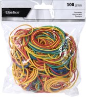 Knutsel/hobby/kantoor zak elastiekjes gekleurd van 100 gram