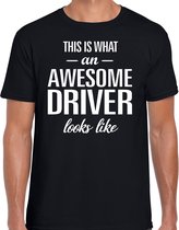 Awesome Driver / geweldige bestuurder cadeau t-shirt zwart - heren -  chaufeur kado / verjaardag / beroep shirt M