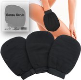 Sensu Scrub Handschoen - 3 stuks - Zwart - Exfoliating Glove - Kessa Hammam Washandje