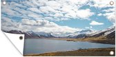 Tuinposter IJsland - Berg - Wolken - 80x40 cm - Wanddecoratie Buiten - Tuinposter - Tuindoek - Schuttingposter - Tuinschilderij