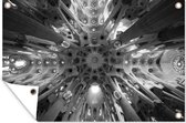 Tuindecoratie Sagrada Familia - Barcelona - Zwart - Wit - 60x40 cm - Tuinposter - Tuindoek - Buitenposter