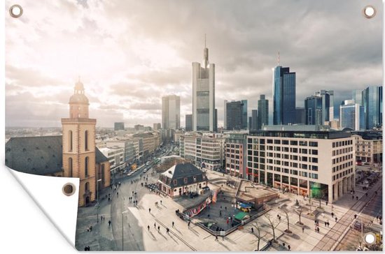 Tuindecoratie Het centrale punt 'Hauptwache' in Frankfurt, Duitsland - 60x40 cm - Tuinposter - Tuindoek - Buitenposter