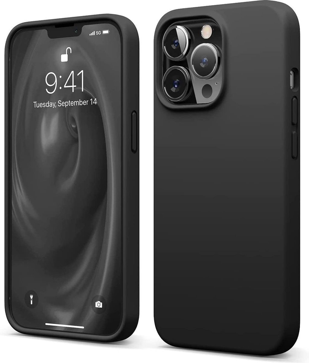 HB Hoesje Geschikt voor Apple iPhone 13 Pro Max - Zwart - Siliconen Back Cover
