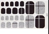 teen nagel stickers nailart zwart zilver met streep nail art sticker kalknagel verbergen teennagel H077